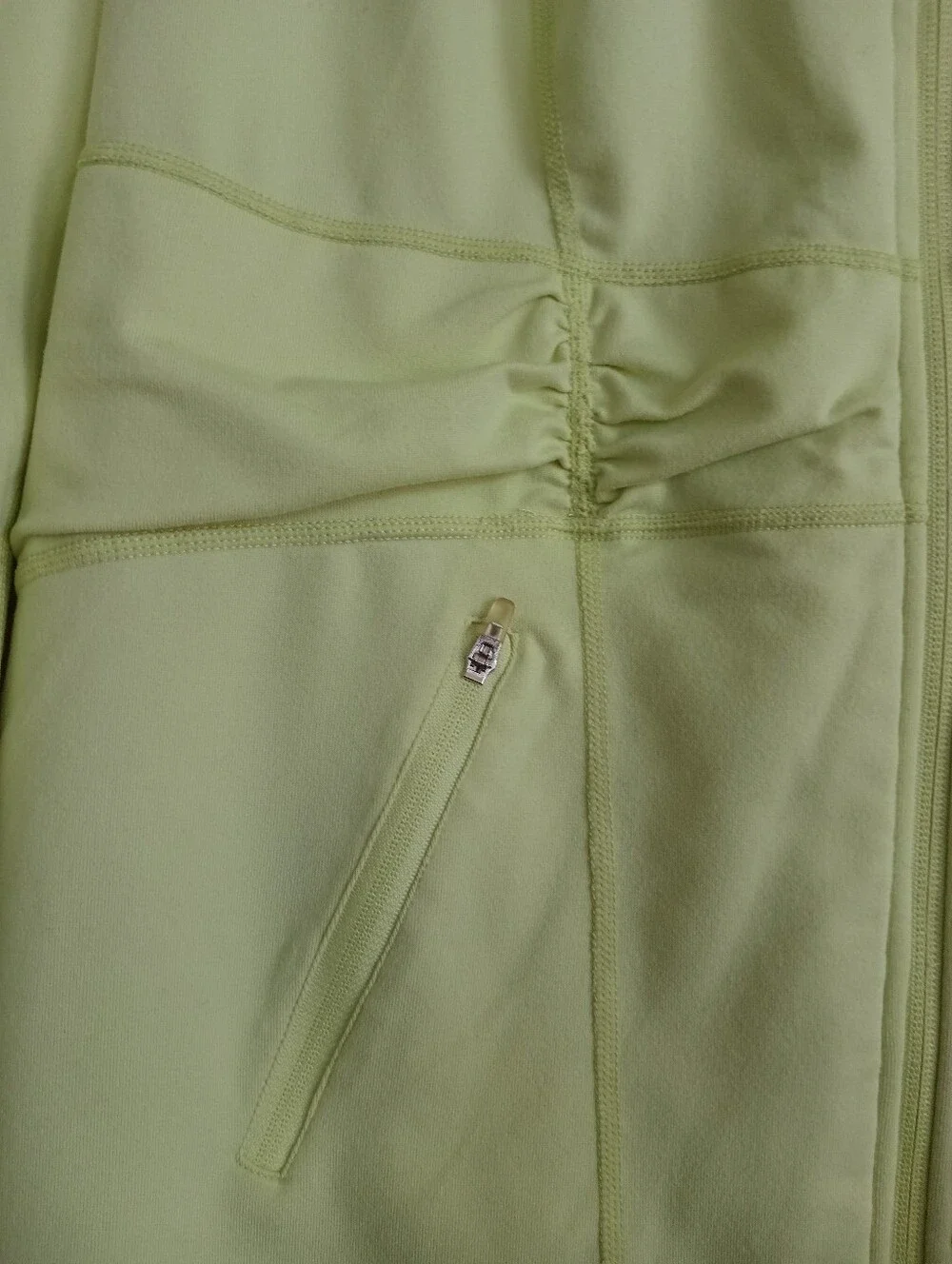 Zella Lime Green Workout Jacket Stretchy Neon Activewear Hiking Ruched Gorpcore - Picture 5 of 10
